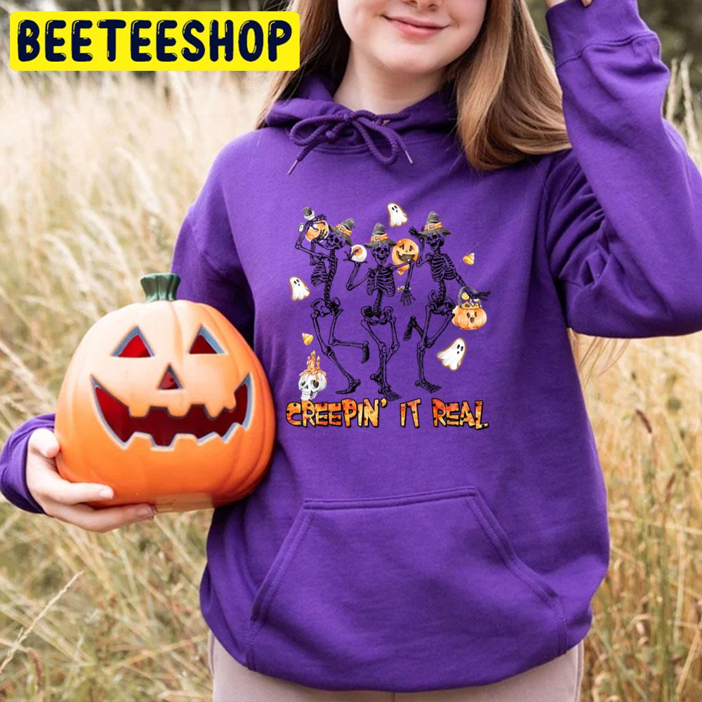 Creepin It Real Skeleton Dancing With Boo Halloween Trending Unisex T-Shirt Creepin It Real Skeleton Dancing With Boo Halloween Trending Unisex T-Shirt