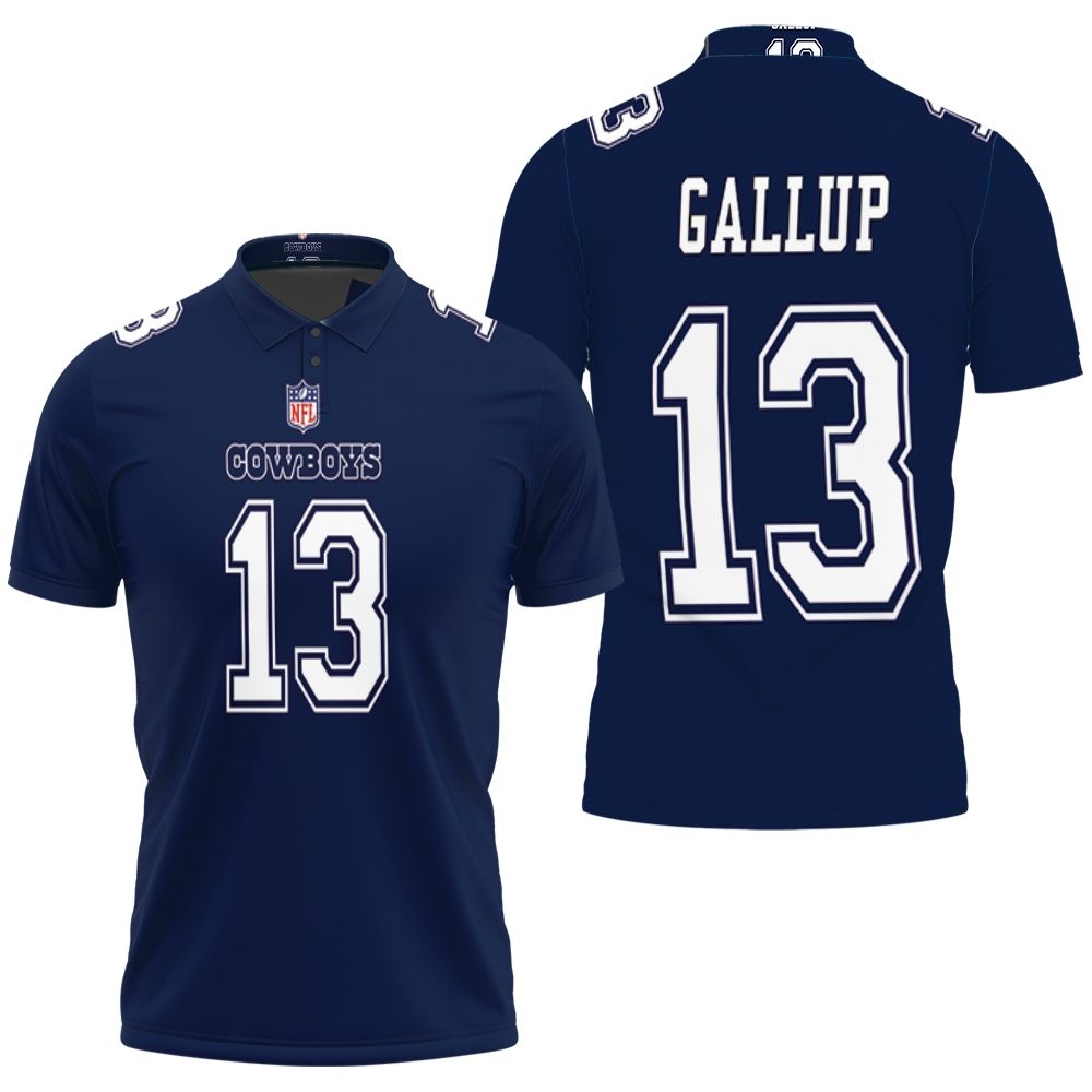 Dallas Cowboys Michael Gallup #13 Great Player Nfl American Football Game Navy 2019 Jersey Style Polo Shirt Dallas Cowboys Michael Gallup #13 Great Player Nfl American Football Game Navy 2019 Jersey Style Polo Shirt