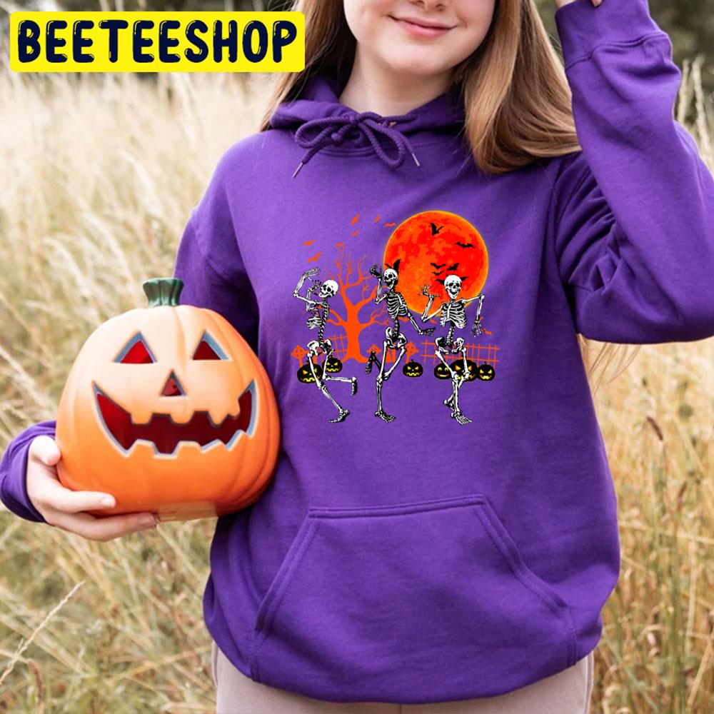 Dancing Scary Skeleton And Pumpkin Halloween Trending Unisex T-Shirt Dancing Scary Skeleton And Pumpkin Halloween Trending Unisex T-Shirt