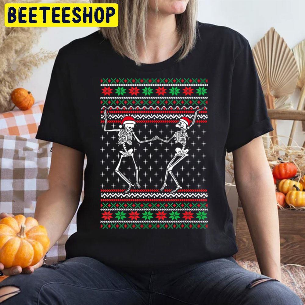 Dancing Skeleton Couple Matching Ugly Sweater Christmas Halloween Trending Unisex T-Shirt Dancing Skeleton Couple Matching Ugly Sweater Christmas Halloween Trending Unisex T-Shirt