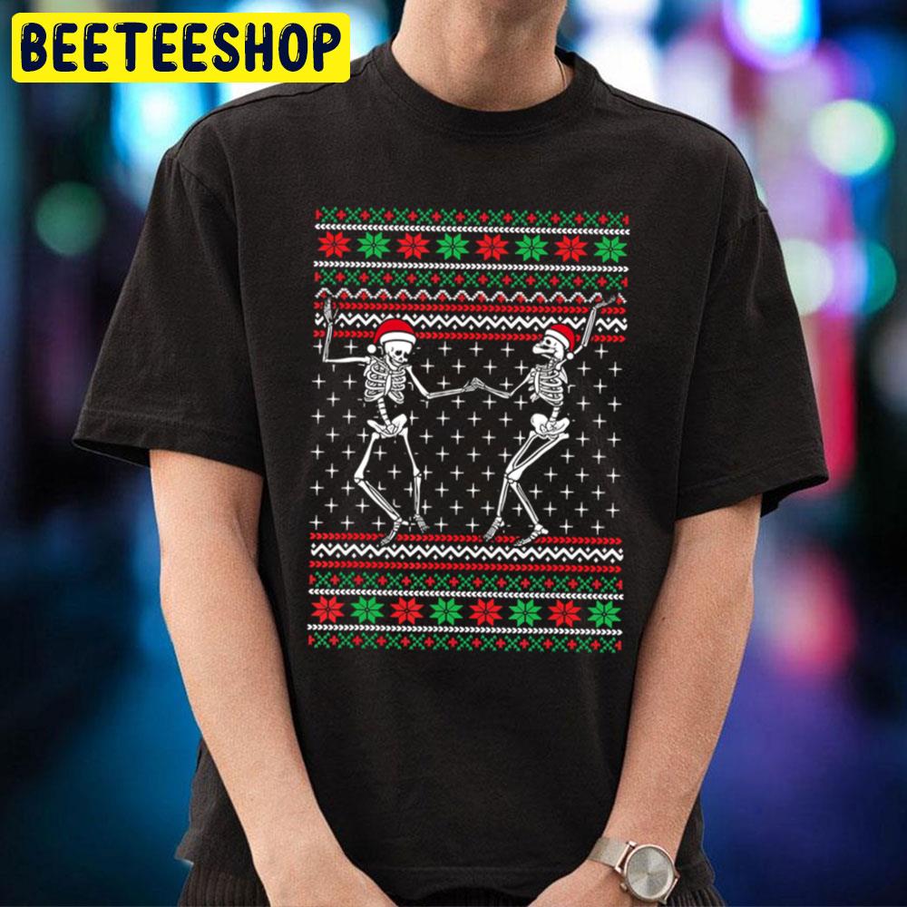 Dancing Skeleton Couple Matching Ugly Sweater Christmas Halloween Trending Unisex T-Shirt Dancing Skeleton Couple Matching Ugly Sweater Christmas Halloween Trending Unisex T-Shirt