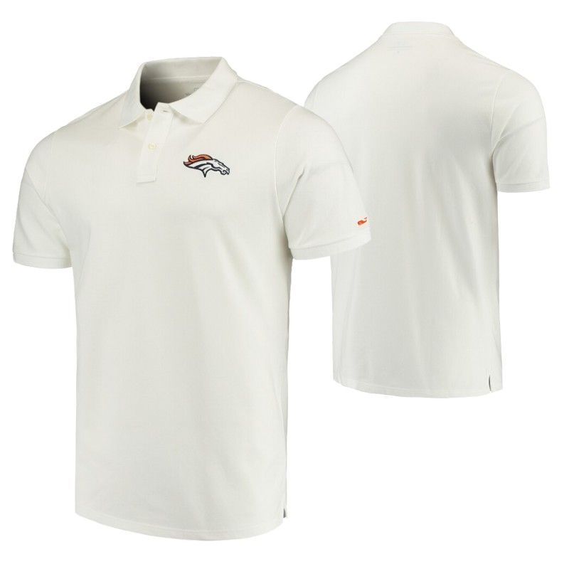 Denver Broncos White Stretch Pique Polo All Over Print Shirt T-shirt Denver Broncos White Stretch Pique Polo All Over Print Shirt T-shirt