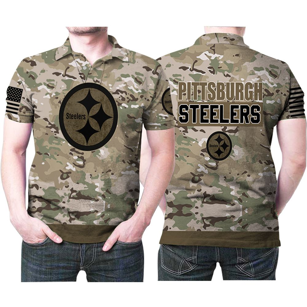 Design Pittsburgh Steelers Camouflage Pattern American Us Flag Printed 3D All Over Print Polo Shirt Design Pittsburgh Steelers Camouflage Pattern American Us Flag Printed 3D All Over Print Polo Shirt