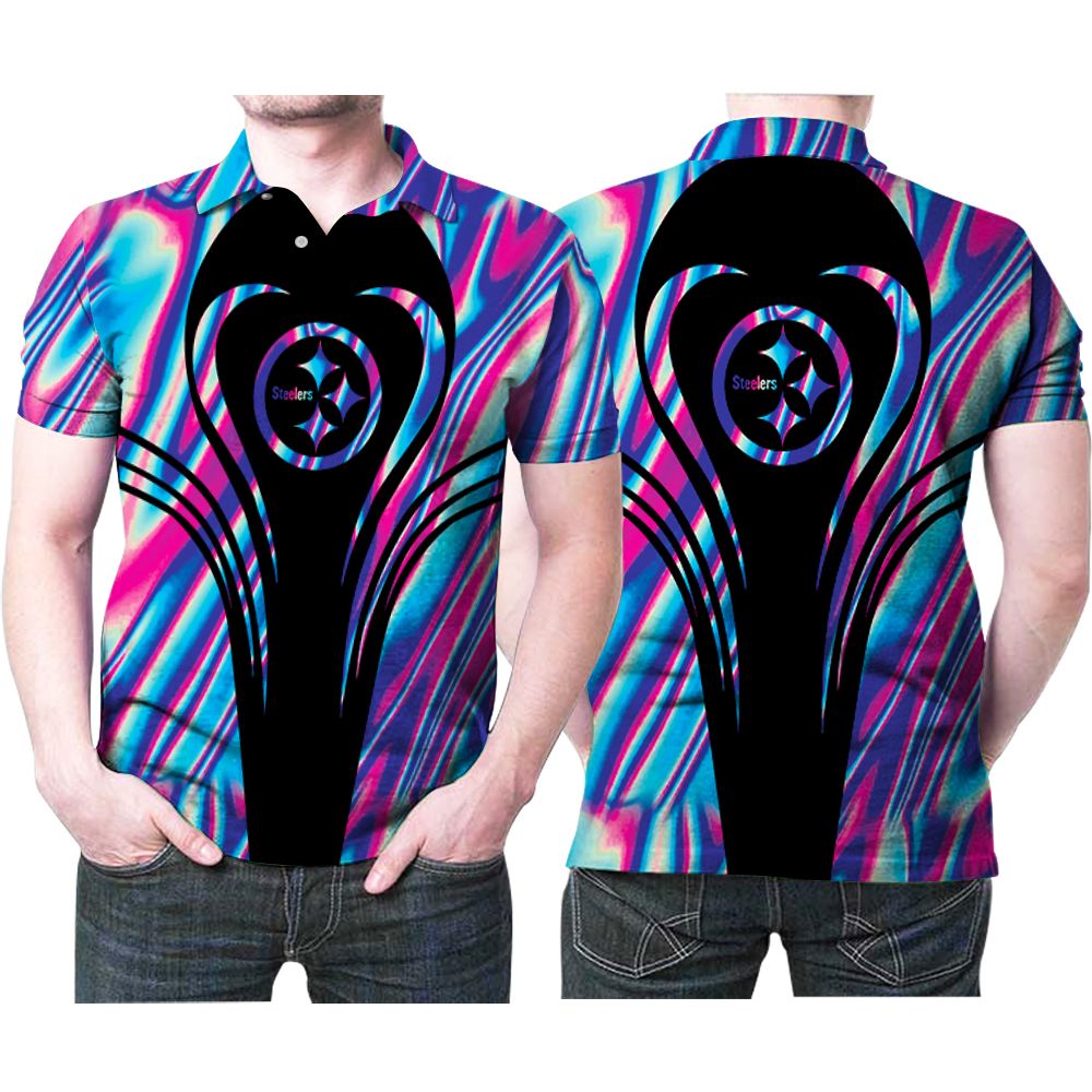 Design Pittsburgh Steelers Holographic Color Art Style Printed 3D All Over Print Polo Shirt Design Pittsburgh Steelers Holographic Color Art Style Printed 3D All Over Print Polo Shirt