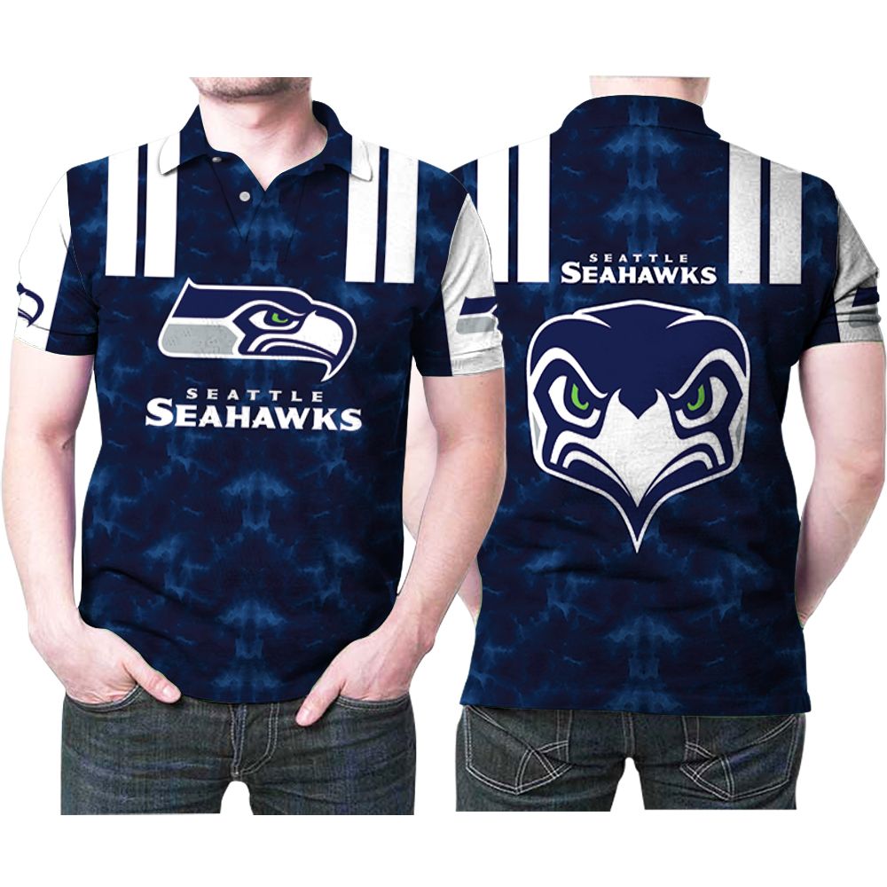 Design Seattle Seahawks Blue Pattern Logo 3D All Over Print Polo Shirt Design Seattle Seahawks Blue Pattern Logo 3D All Over Print Polo Shirt