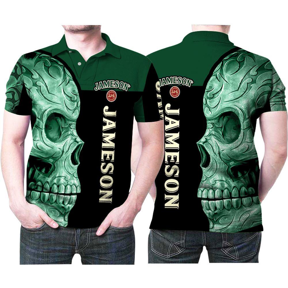 Design Sugar Skull Jameson Irish Whiskey Printed 3D All Over Print Polo Shirt Design Sugar Skull Jameson Irish Whiskey Printed 3D All Over Print Polo Shirt