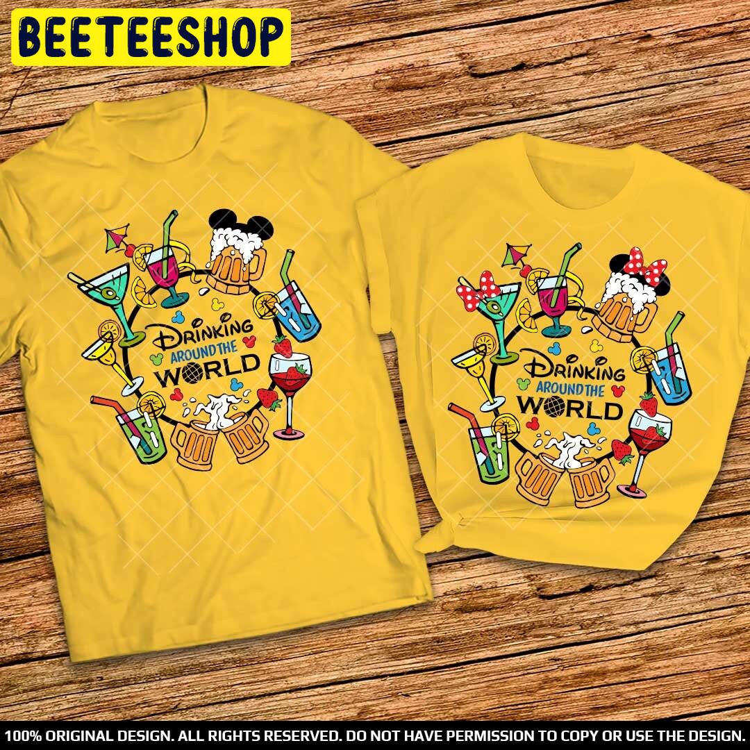 Disney Couple Epcot Drinking Around The World Trending Unisex Shirt Disney Couple Epcot Drinking Around The World Trending Unisex Shirt