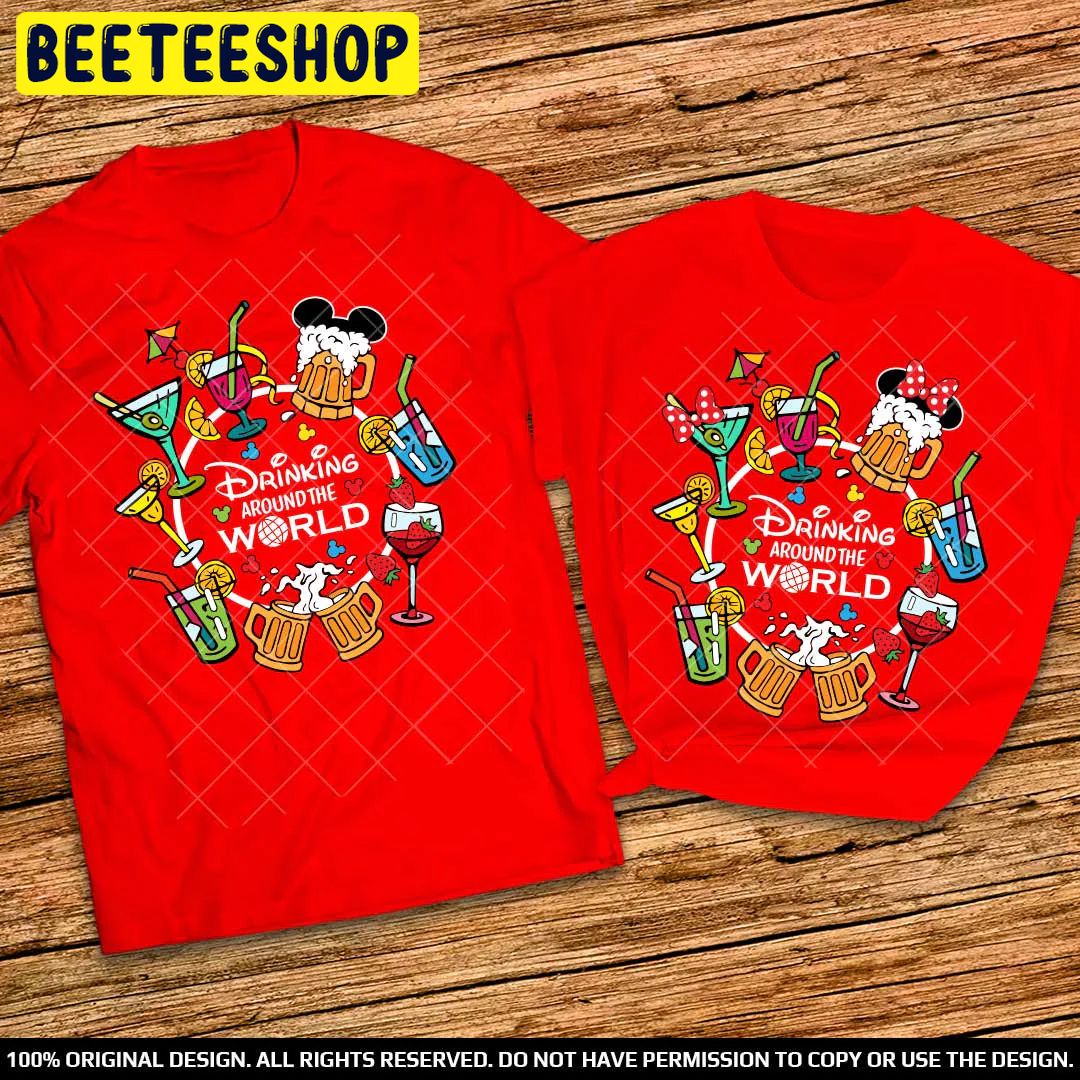 Disney Couple Epcot Drinking Around The World Trending Unisex Shirt Disney Couple Epcot Drinking Around The World Trending Unisex Shirt