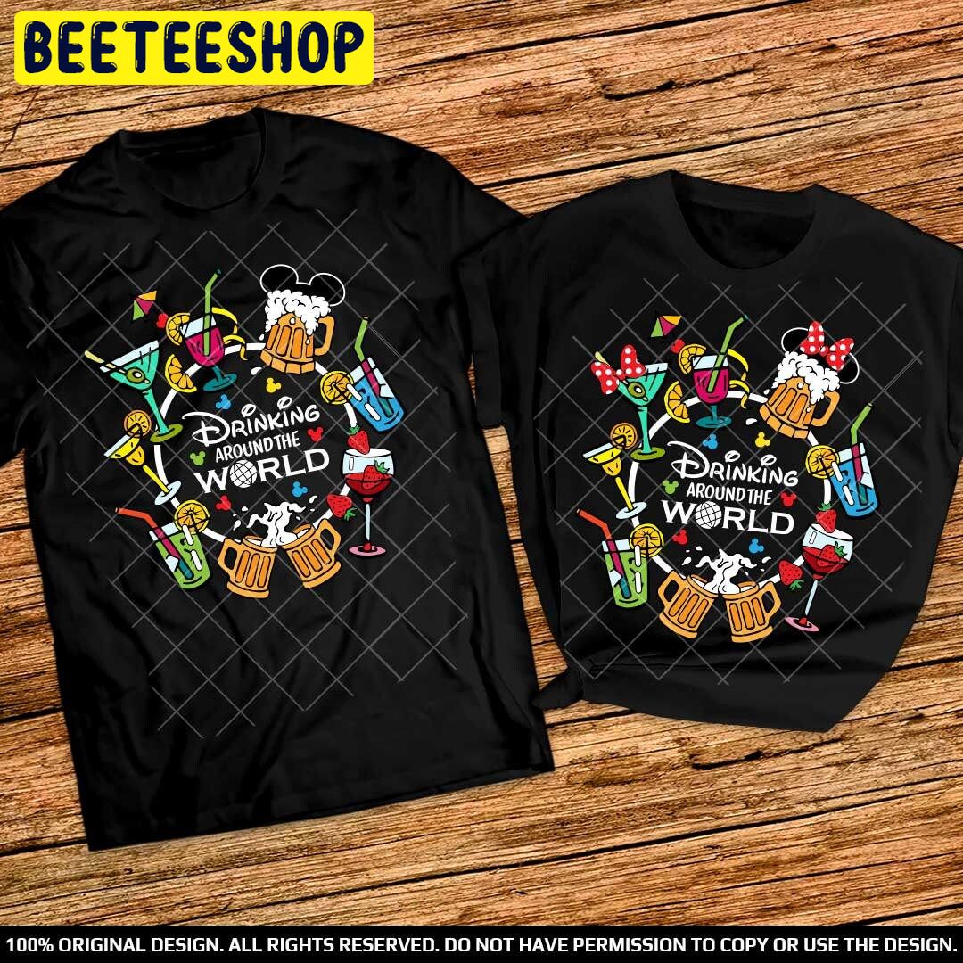 Disney Couple Epcot Drinking Around The World Trending Unisex Shirt Disney Couple Epcot Drinking Around The World Trending Unisex Shirt