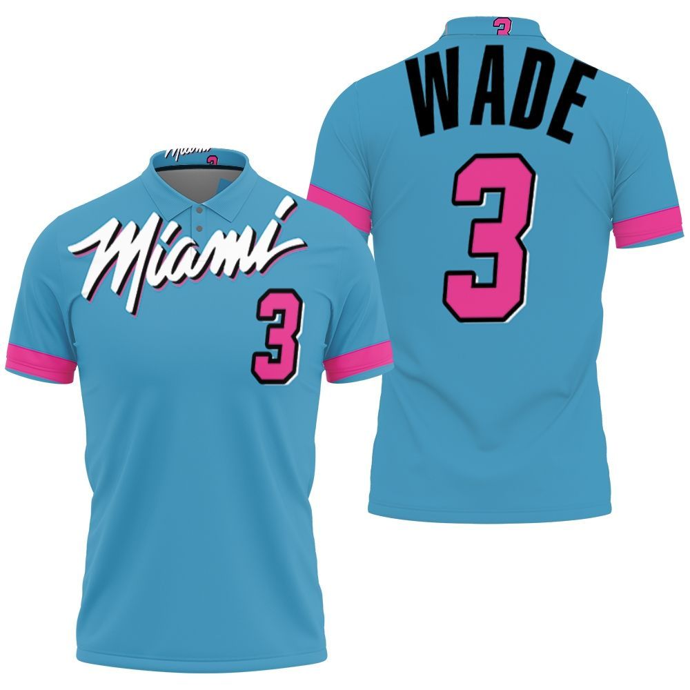 Dwyane Wade Heat 2020 Blue City Edition Jersey Inspired 3D All Over Print Polo Shirt Dwyane Wade Heat 2020 Blue City Edition Jersey Inspired 3D All Over Print Polo Shirt