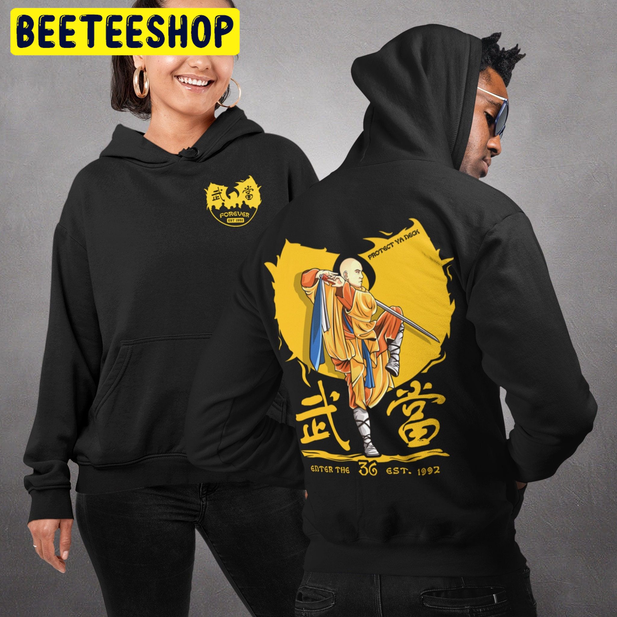 Enter The 36 Wutang Shaolin Monk Martial Arts Hip Hop Apparel Rap Chinese Kung Fu Double Sided Unsiex Hoodie Enter The 36 Wutang Shaolin Monk Martial Arts Hip Hop Apparel Rap Chinese Kung Fu Double Sided Unsiex Hoodie
