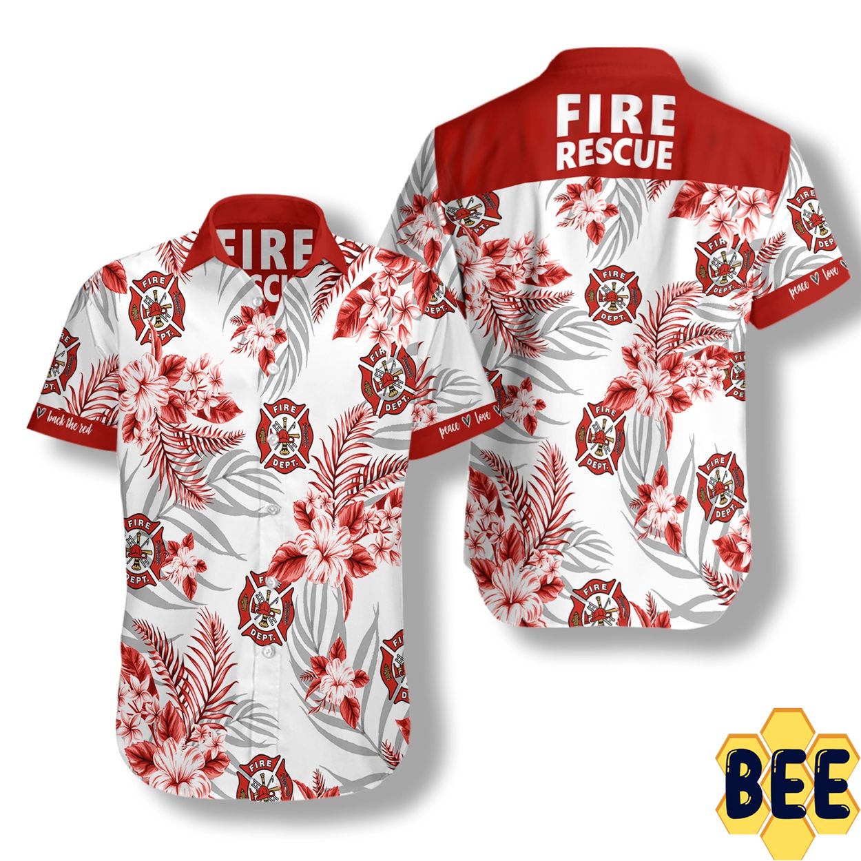 Firefighter Fire Rescue Tropical Flower Trending Hawaiian Shirt Firefighter Fire Rescue Tropical Flower Trending Hawaiian Shirt