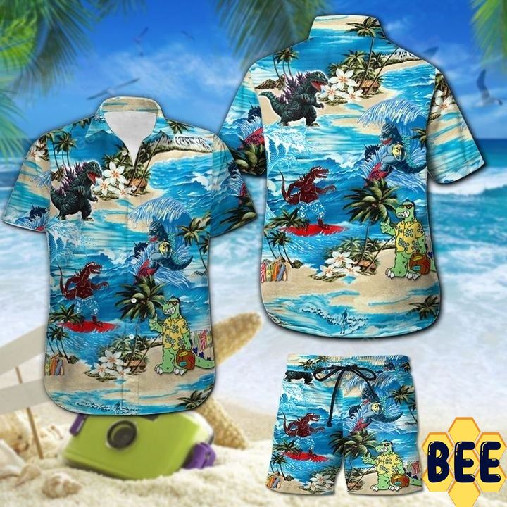 Funny Godzilla Tropical Flower Trending Hawaiian Shirt Funny Godzilla Tropical Flower Trending Hawaiian Shirt