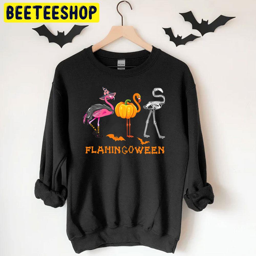 Funny Witch Pumpkin And Skeleton Flamingoween Halloween Trending Unisex T-Shirt Funny Witch Pumpkin And Skeleton Flamingoween Halloween Trending Unisex T-Shirt