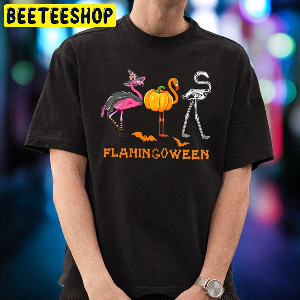 Funny Witch Pumpkin And Skeleton Flamingoween Halloween Trending Unisex T-Shirt Funny Witch Pumpkin And Skeleton Flamingoween Halloween Trending Unisex T-Shirt