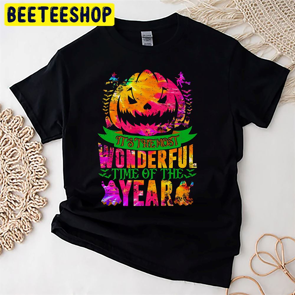 Ghost And Pumpkin It's The Most Wonderful Time Of The Year Halloween Unisex T-Shirt Ghost And Pumpkin It's The Most Wonderful Time Of The Year Halloween Unisex T-Shirt