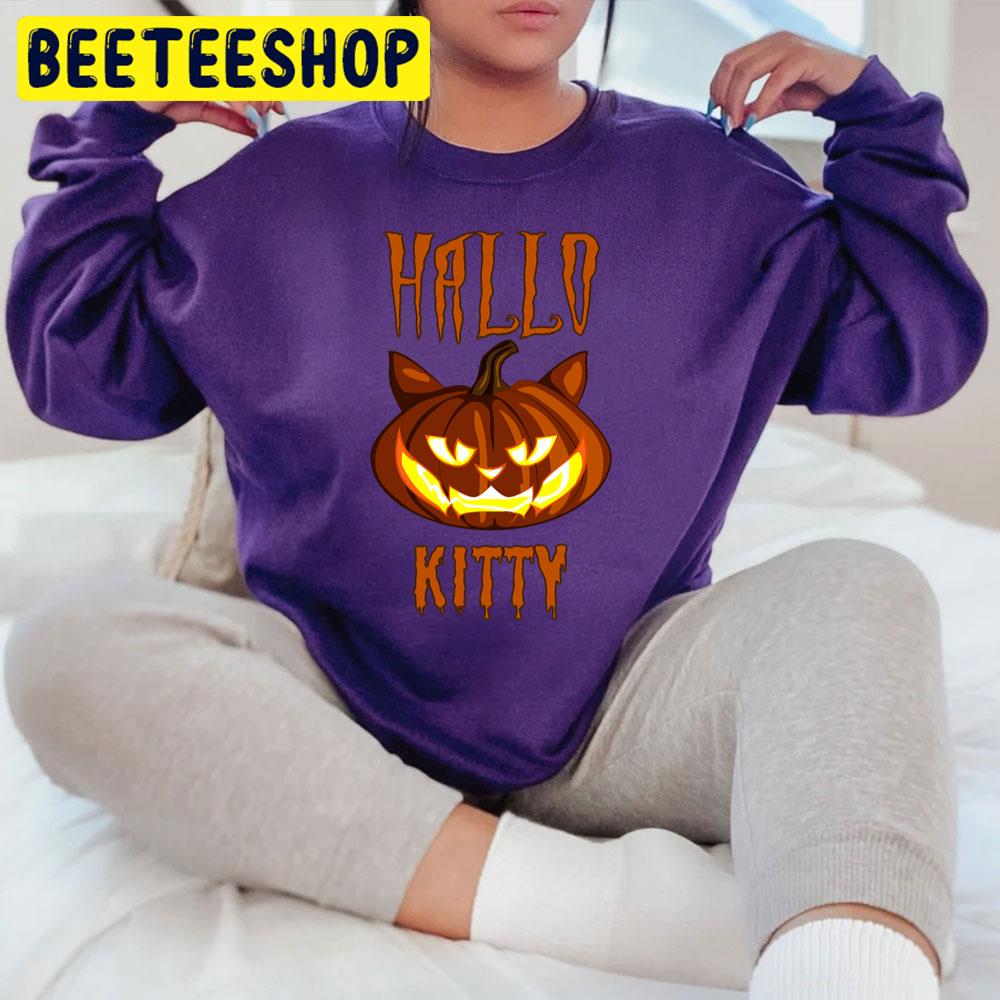Hallo Kitty Cartoon Design Halloween Trending Unisex T-Shirt Hallo Kitty Cartoon Design Halloween Trending Unisex T-Shirt