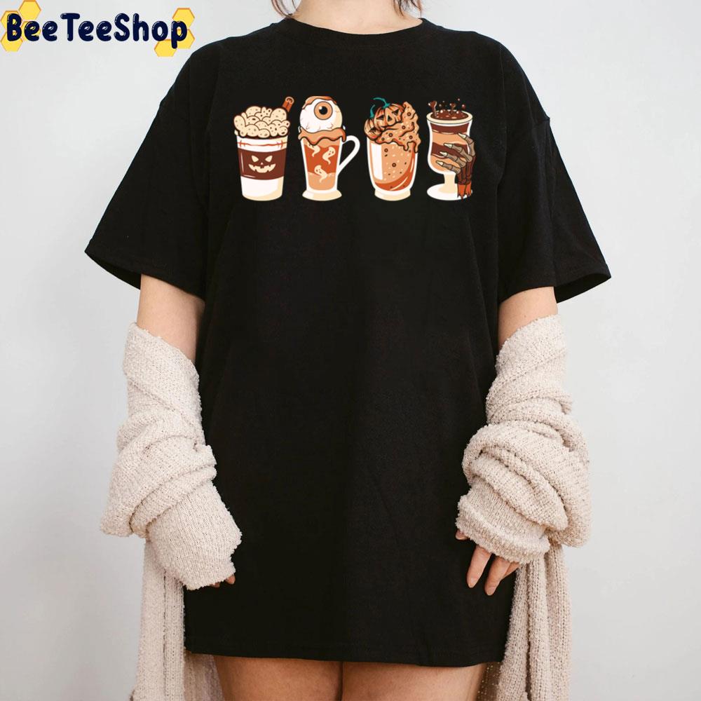 Halloween Horror Coffee Ghost Pumpkin And Skeleton Trending Unisex T-Shirt Halloween Horror Coffee Ghost Pumpkin And Skeleton Trending Unisex T-Shirt