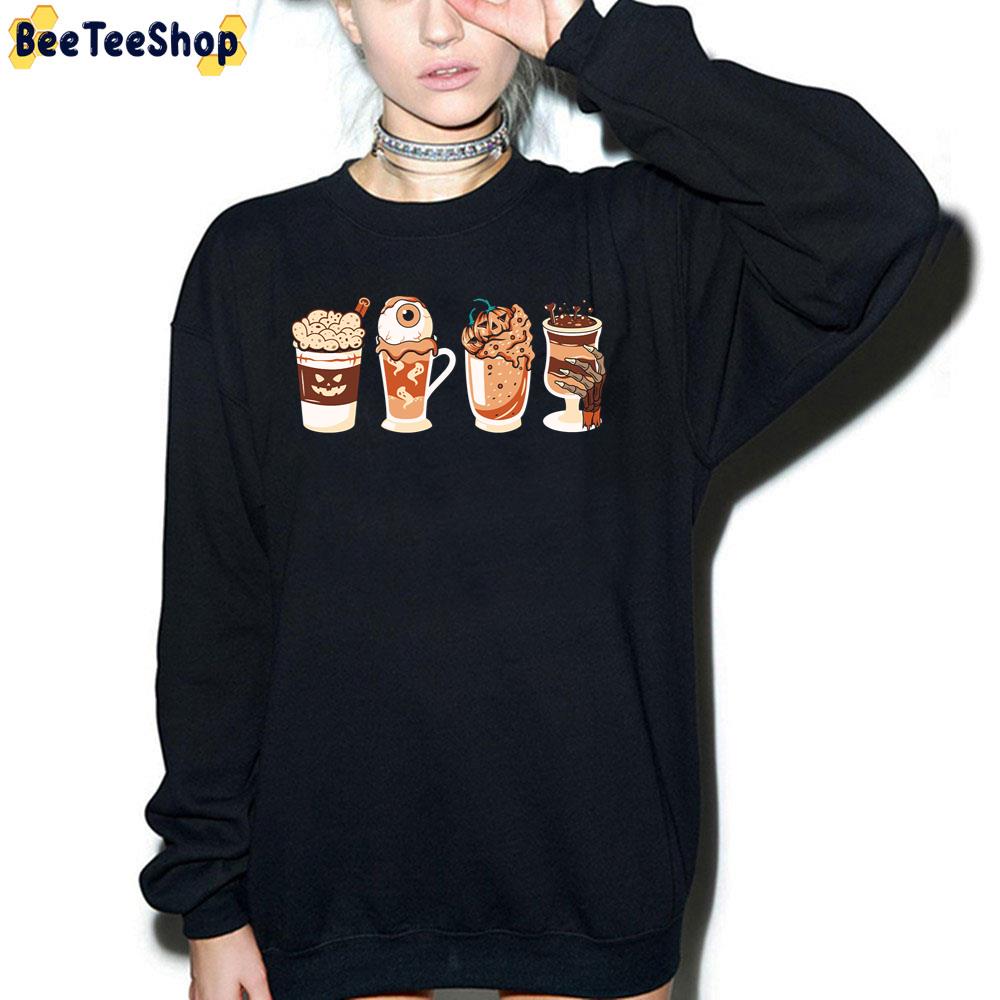 Halloween Horror Coffee Ghost Pumpkin And Skeleton Trending Unisex T-Shirt Halloween Horror Coffee Ghost Pumpkin And Skeleton Trending Unisex T-Shirt