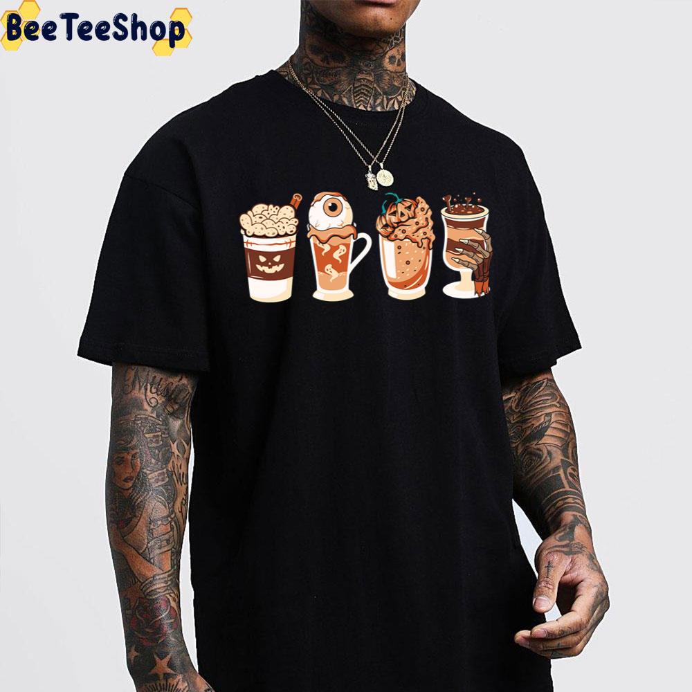 Halloween Horror Coffee Ghost Pumpkin And Skeleton Trending Unisex T-Shirt Halloween Horror Coffee Ghost Pumpkin And Skeleton Trending Unisex T-Shirt