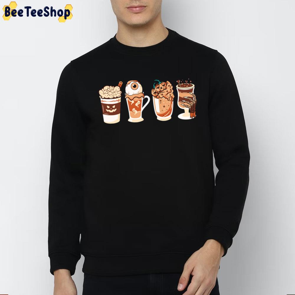 Halloween Horror Coffee Ghost Pumpkin And Skeleton Trending Unisex T-Shirt Halloween Horror Coffee Ghost Pumpkin And Skeleton Trending Unisex T-Shirt