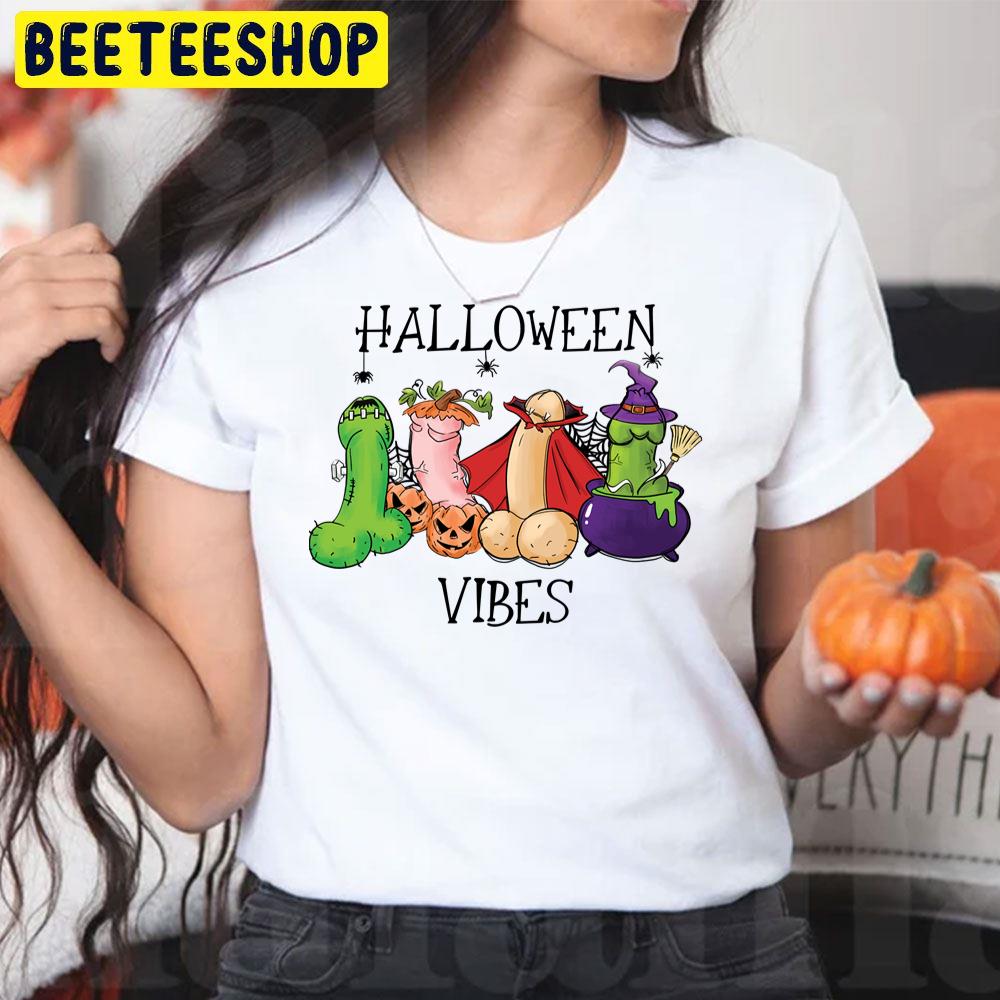 Humor Adult Halloween Vibes Pumpkin Witch And Vampire Trending Unisex T-Shirt Humor Adult Halloween Vibes Pumpkin Witch And Vampire Trending Unisex T-Shirt