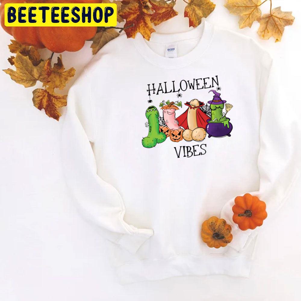 Humor Adult Halloween Vibes Pumpkin Witch And Vampire Trending Unisex T-Shirt Humor Adult Halloween Vibes Pumpkin Witch And Vampire Trending Unisex T-Shirt