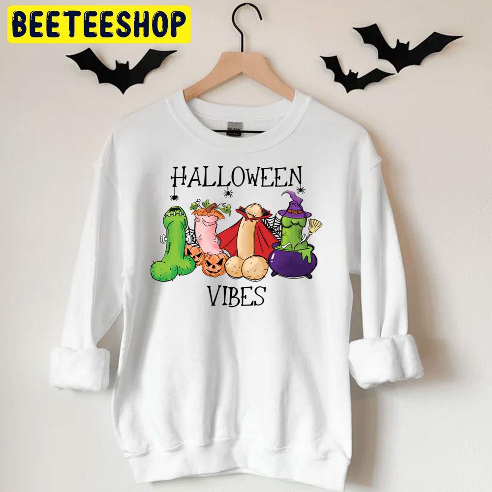 Humor Adult Halloween Vibes Pumpkin Witch And Vampire Trending Unisex T-Shirt Humor Adult Halloween Vibes Pumpkin Witch And Vampire Trending Unisex T-Shirt