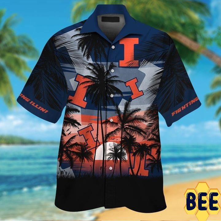 Illinois Fighting Illini Tropical Trending Hawaiian Shirt Illinois Fighting Illini Tropical Trending Hawaiian Shirt
