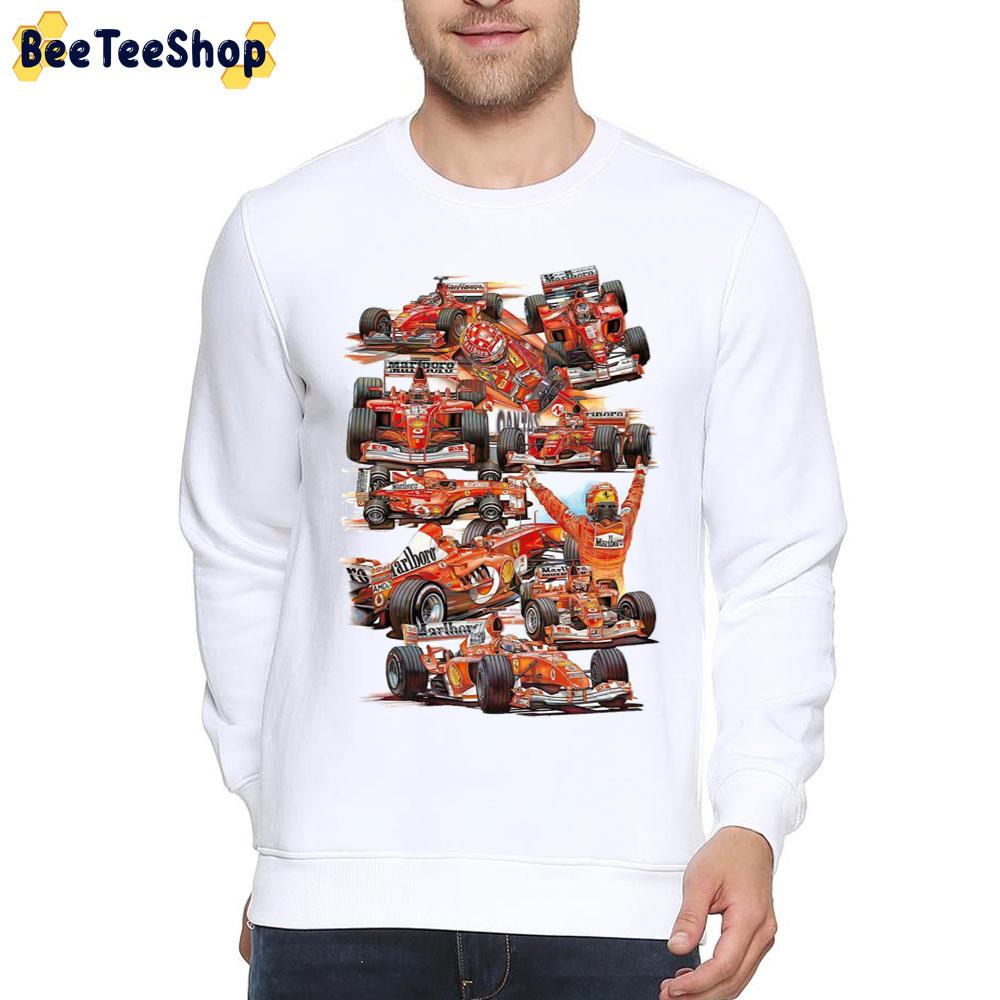In Ferrari Art Drawing Michael Schumacher Racing Unisex T-Shirt In Ferrari Art Drawing Michael Schumacher Racing Unisex T-Shirt