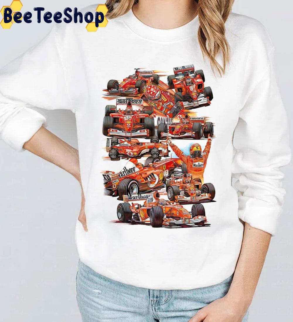 In Ferrari Art Drawing Michael Schumacher Racing Unisex T-Shirt In Ferrari Art Drawing Michael Schumacher Racing Unisex T-Shirt