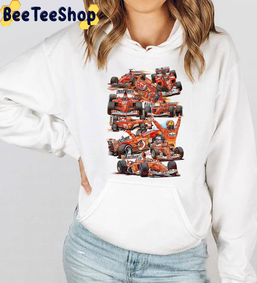 In Ferrari Art Drawing Michael Schumacher Racing Unisex T-Shirt In Ferrari Art Drawing Michael Schumacher Racing Unisex T-Shirt