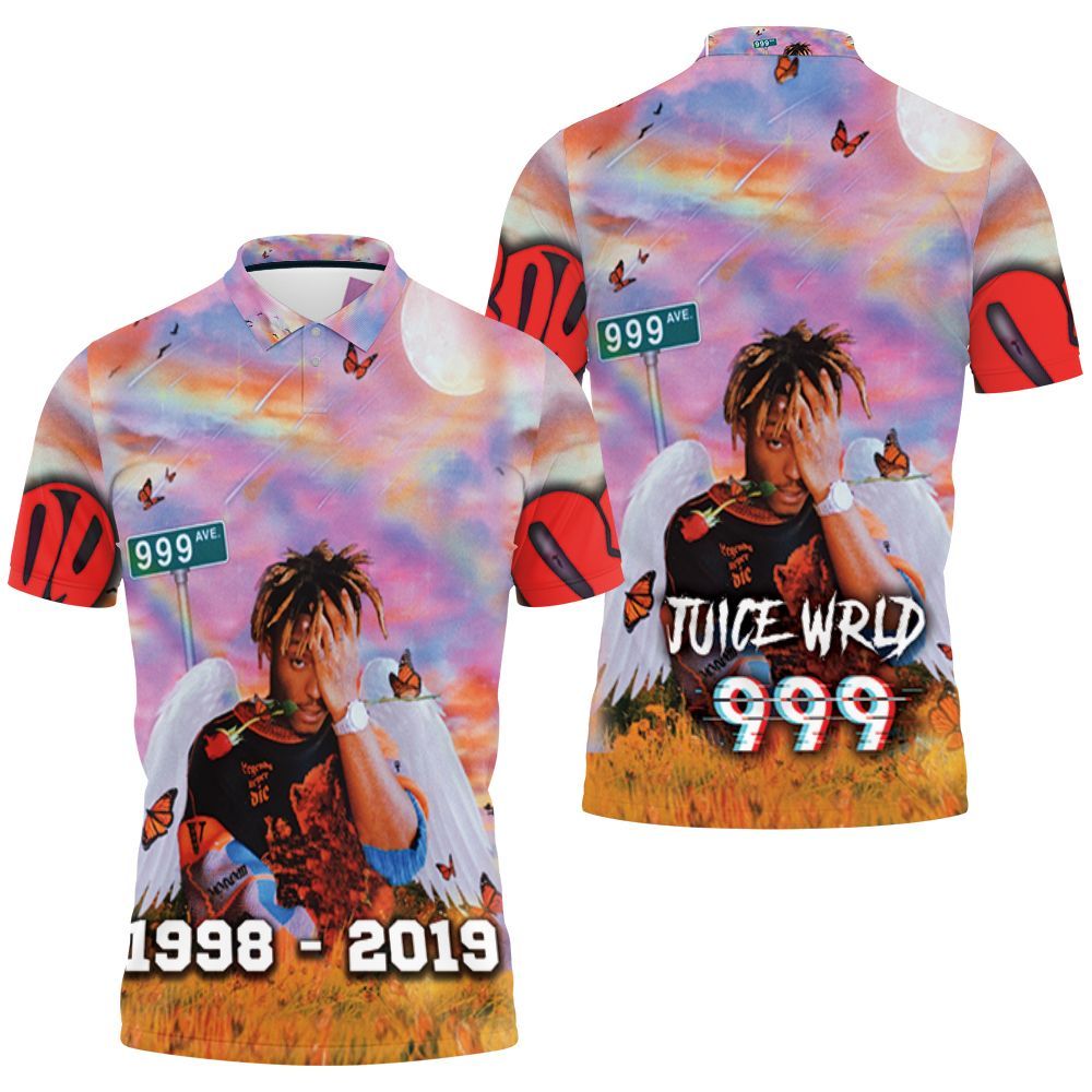 Juice Wrld 999 Ave Butterfly On Juice World Paradise 3D All Over Print Polo Shirt Juice Wrld 999 Ave Butterfly On Juice World Paradise 3D All Over Print Polo Shirt