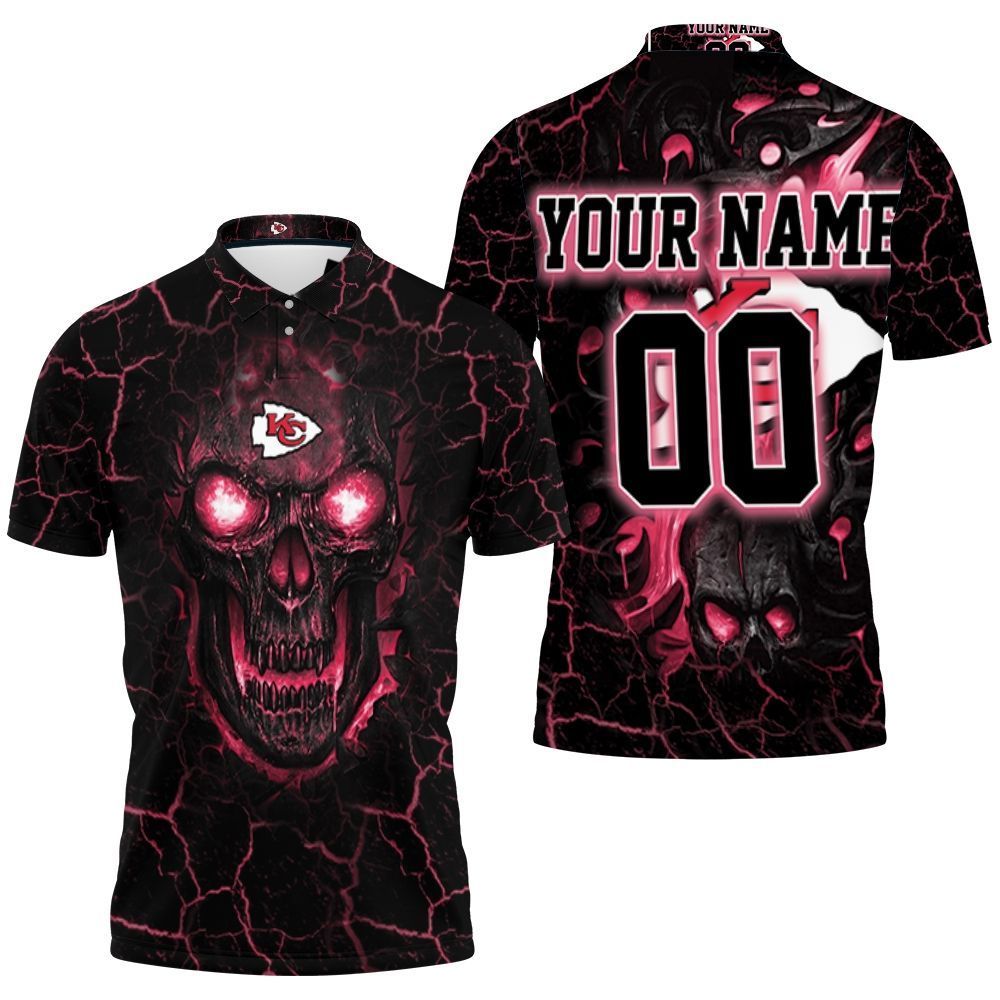 Lava Skull Kansas City Chiefs Personalized 3D All Over Print Polo Shirt Lava Skull Kansas City Chiefs Personalized 3D All Over Print Polo Shirt