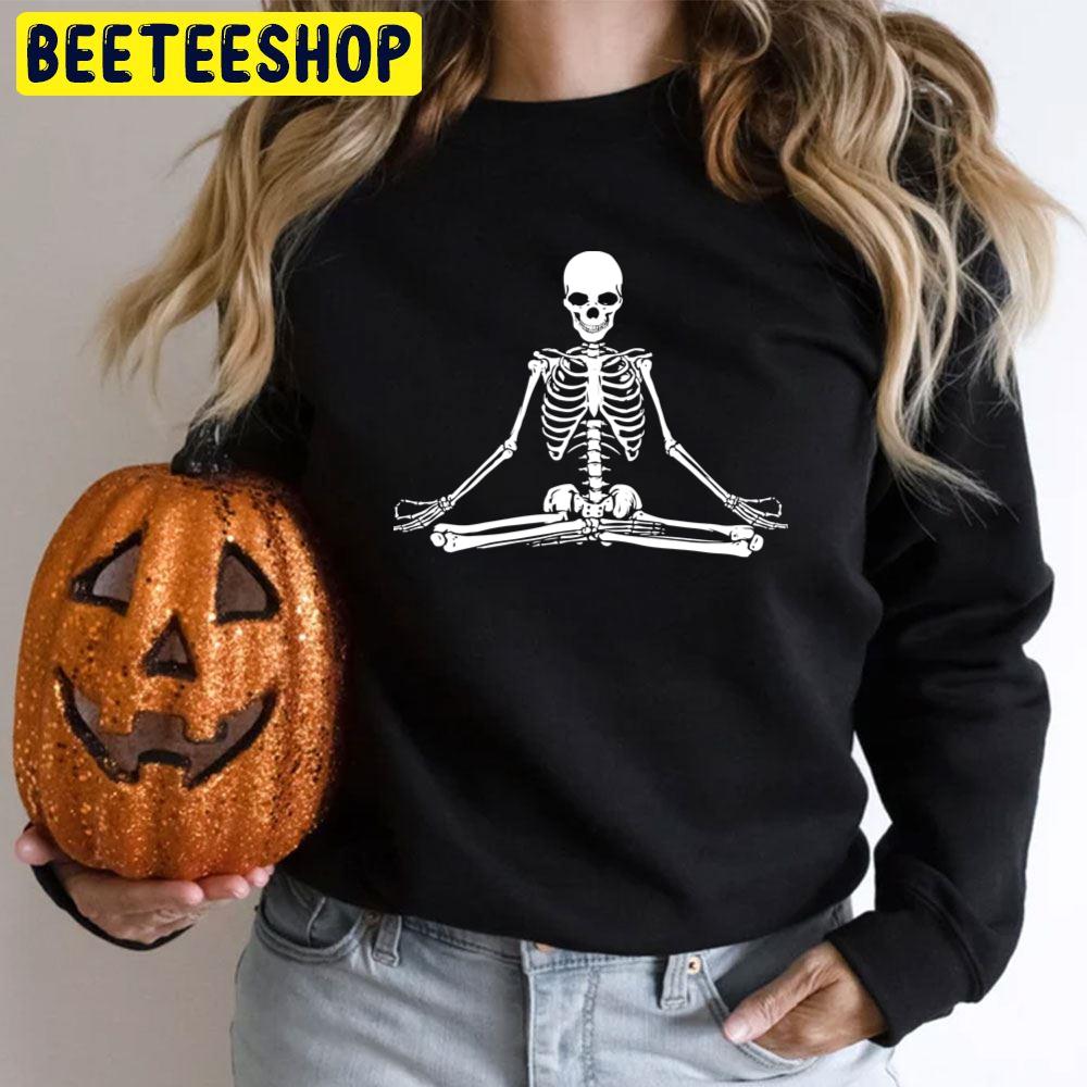 Meditating Skeleton Halloween Trending Unisex T-Shirt Meditating Skeleton Halloween Trending Unisex T-Shirt