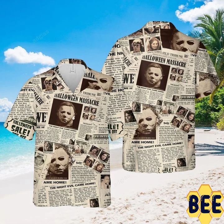 Michael Myers Newspaper Trending Hawaiian Shirt Michael Myers Newspaper Trending Hawaiian Shirt