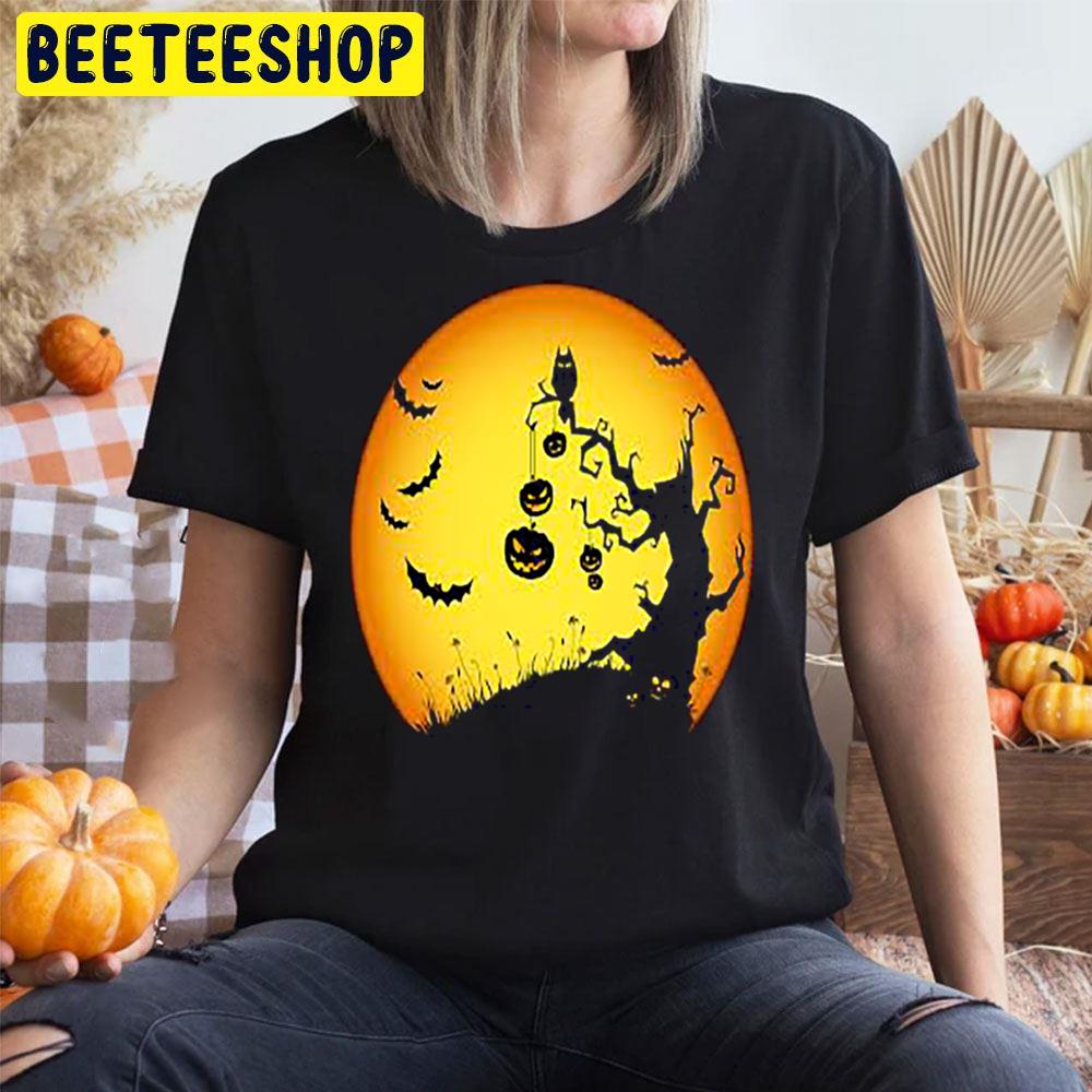 Monster Tree Pumpkins And Bats Halloween Unisex T-Shirt Monster Tree Pumpkins And Bats Halloween Unisex T-Shirt