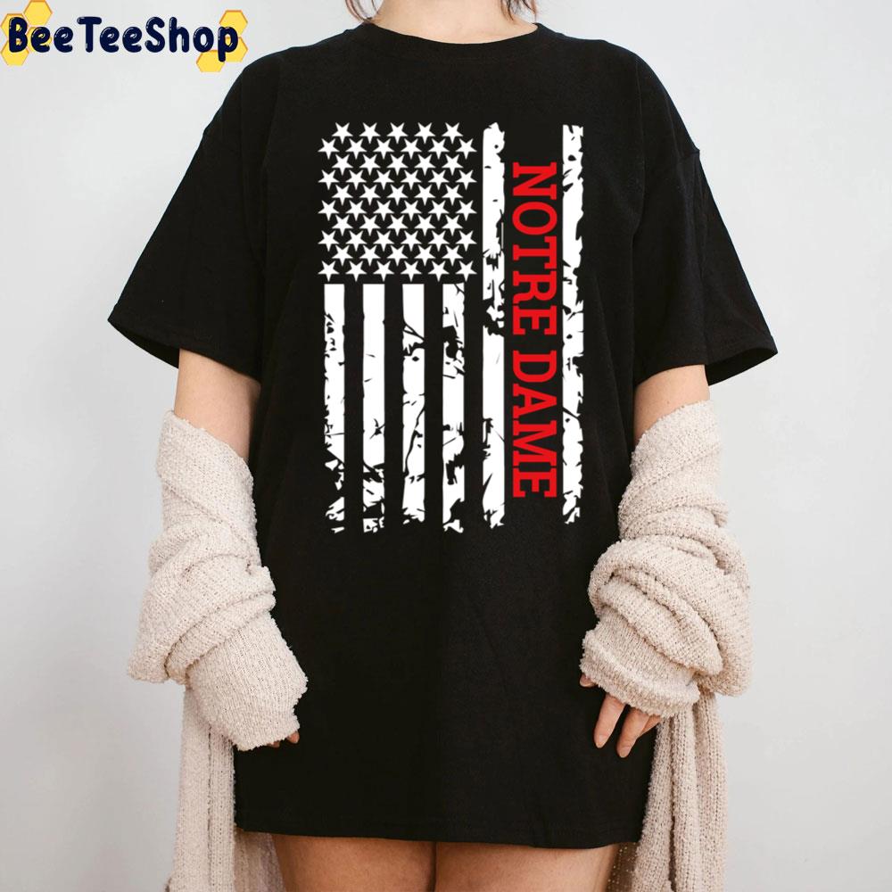 Notre Dame City Black And White Usa Flag Trending Unisex T-Shirt Notre Dame City Black And White Usa Flag Trending Unisex T-Shirt