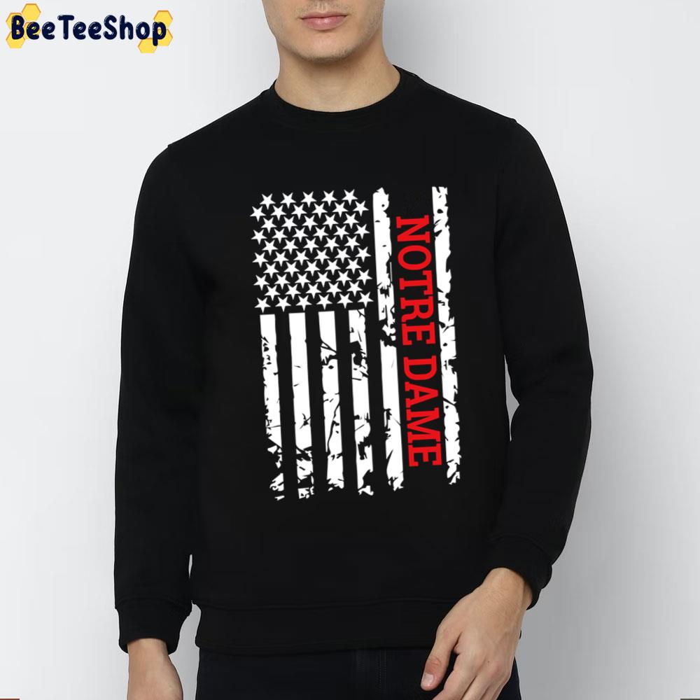 Notre Dame City Black And White Usa Flag Trending Unisex T-Shirt Notre Dame City Black And White Usa Flag Trending Unisex T-Shirt