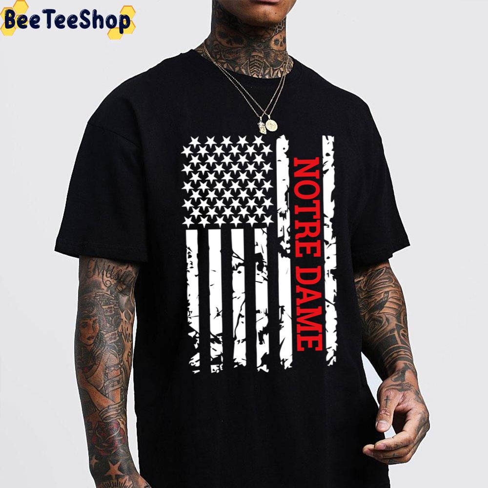 Notre Dame City Black And White Usa Flag Trending Unisex T-Shirt Notre Dame City Black And White Usa Flag Trending Unisex T-Shirt