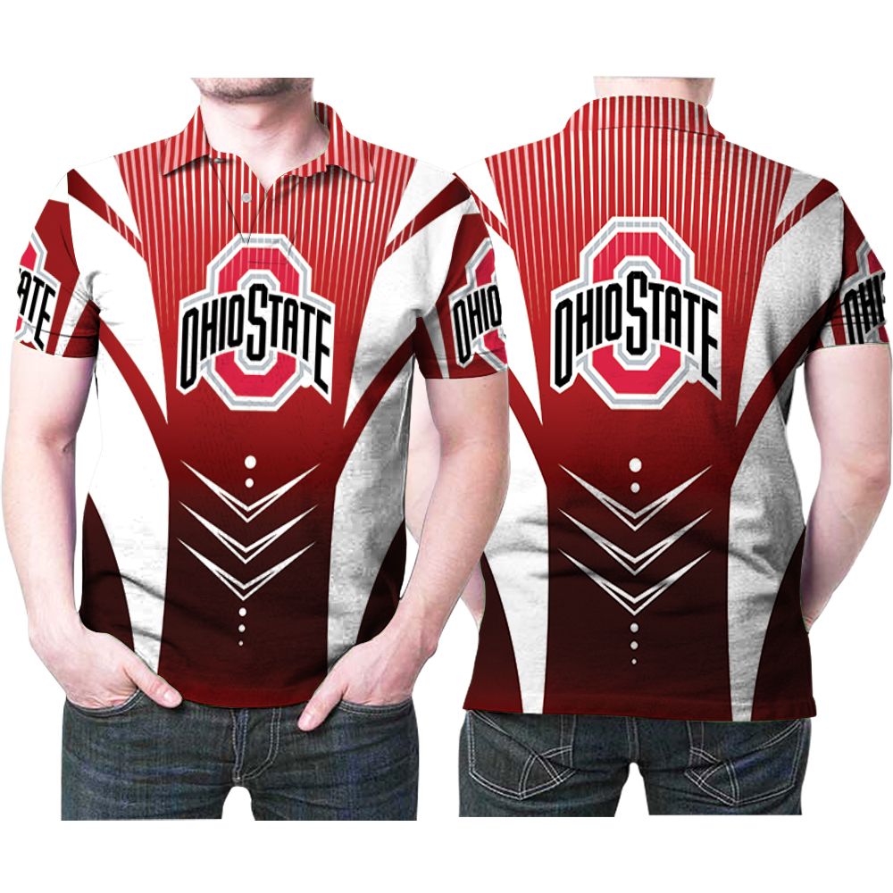 Ohio State Buckeyes Logo Arrow Pattern Printed 3D All Over Print Polo Shirt Ohio State Buckeyes Logo Arrow Pattern Printed 3D All Over Print Polo Shirt