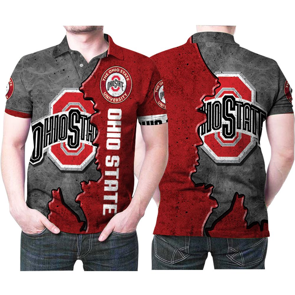Ohio State Buckeyes Logo Football Ground Printed 3D All Over Print Polo Shirt Ohio State Buckeyes Logo Football Ground Printed 3D All Over Print Polo Shirt