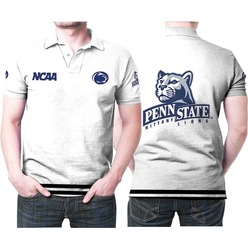 Penn State Nittany Lions Ncaa Classic White With Mascot Logo 3D All Over Print Polo Shirt Penn State Nittany Lions Ncaa Classic White With Mascot Logo 3D All Over Print Polo Shirt