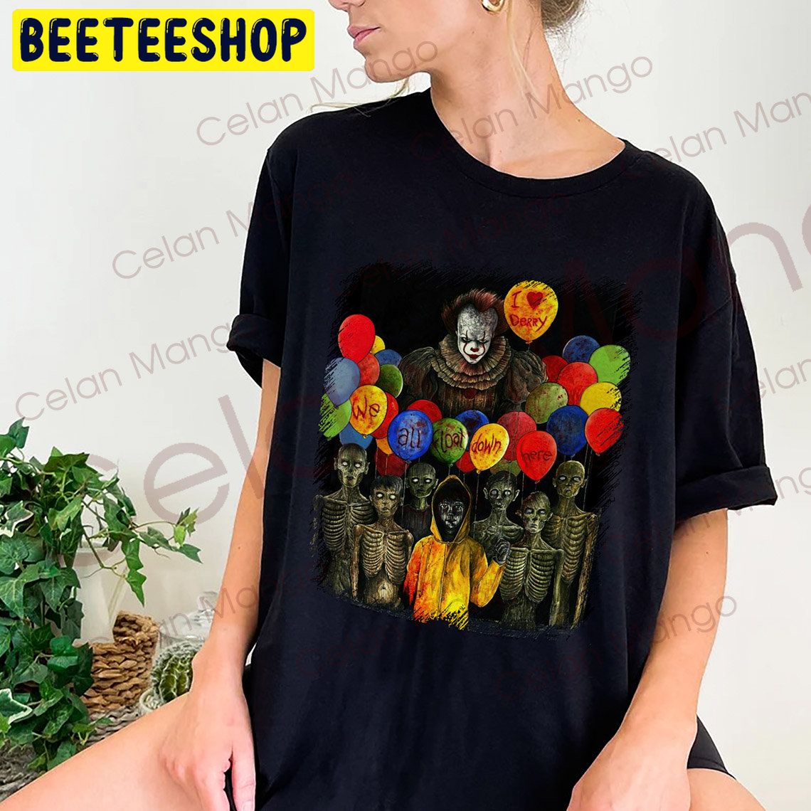 Pennywise We Are Flood Down Here Floral Halloween Unisex T-Shirt Pennywise We Are Flood Down Here Floral Halloween Unisex T-Shirt