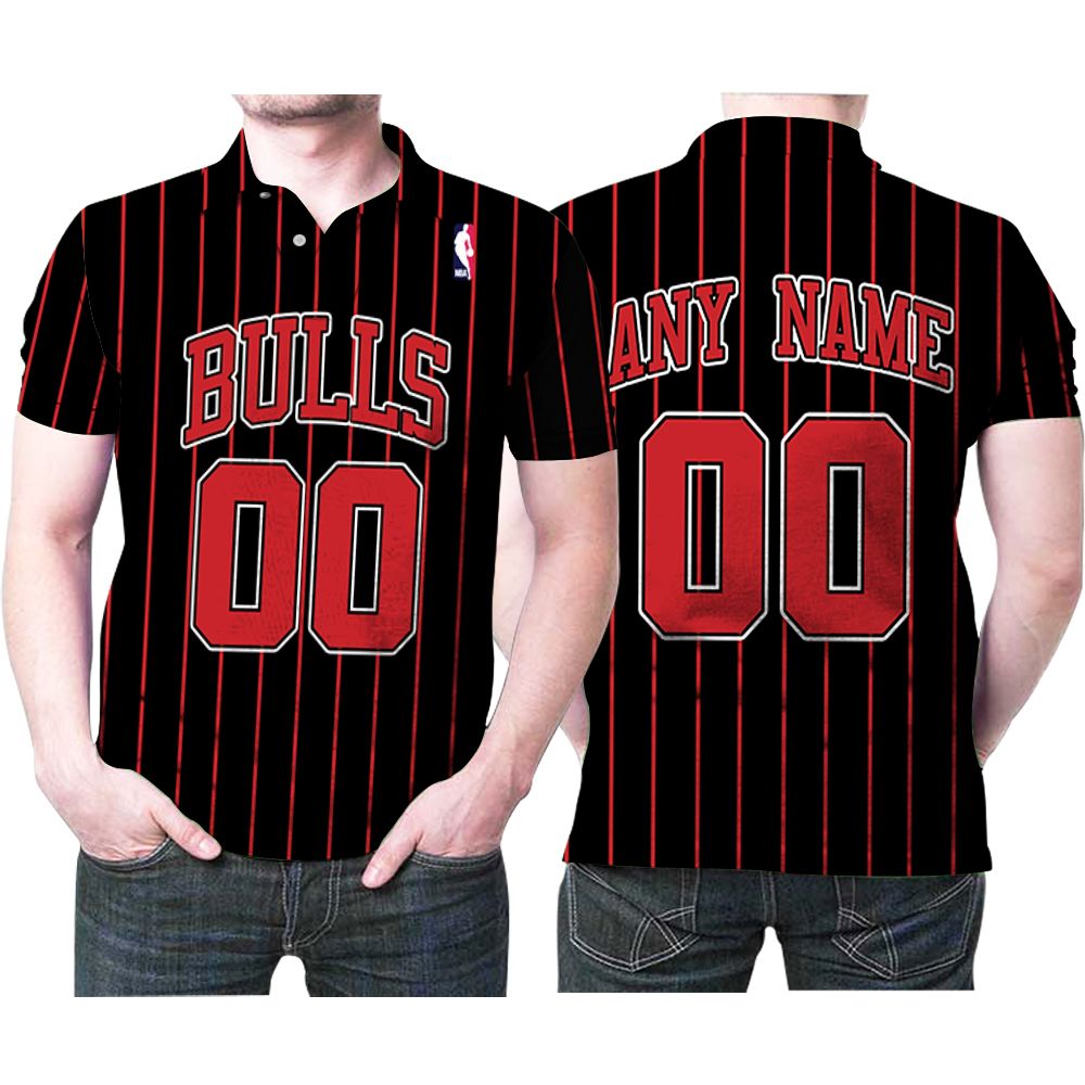 Personalized Chicago Bulls Any Name 00 90s Throwback Red Striped Black Jersey Inspired 3D All Over Print Polo Shirt Personalized Chicago Bulls Any Name 00 90s Throwback Red Striped Black Jersey Inspired 3D All Over Print Polo Shirt
