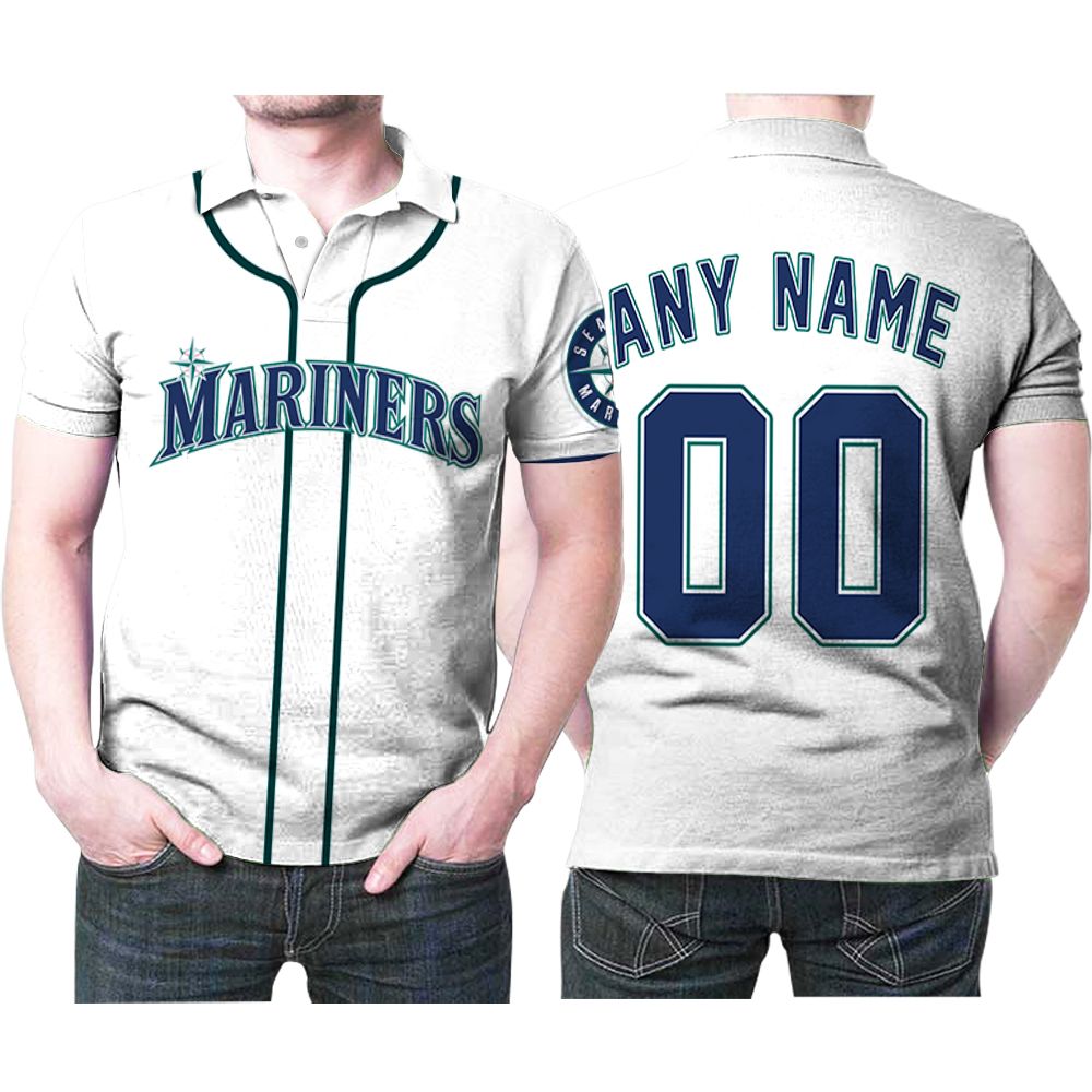Personalized Seattle Mariners 00 Anyname Majestic Alternative White Jersey Inspired Style Polo Shirt Personalized Seattle Mariners 00 Anyname Majestic Alternative White Jersey Inspired Style Polo Shirt