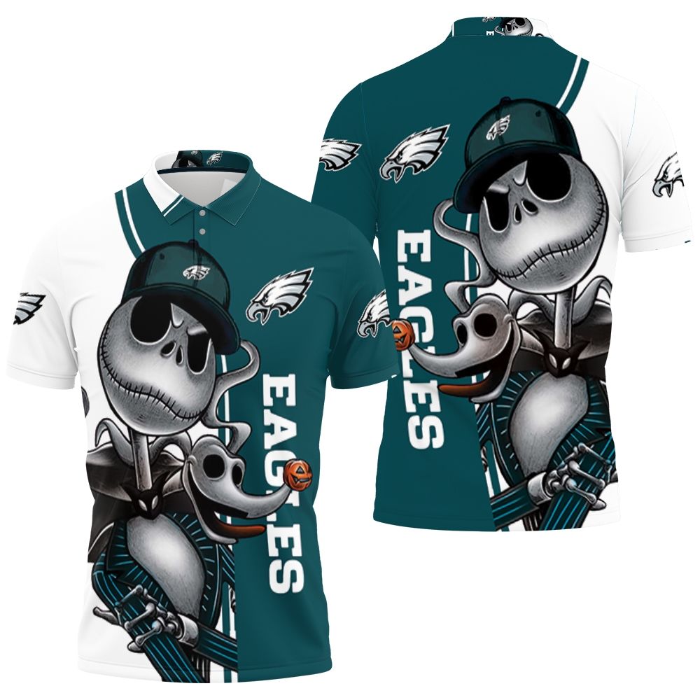 Philadelphia Eagles Jack Skellington And Zero 3D All Over Print Polo Shirt Philadelphia Eagles Jack Skellington And Zero 3D All Over Print Polo Shirt