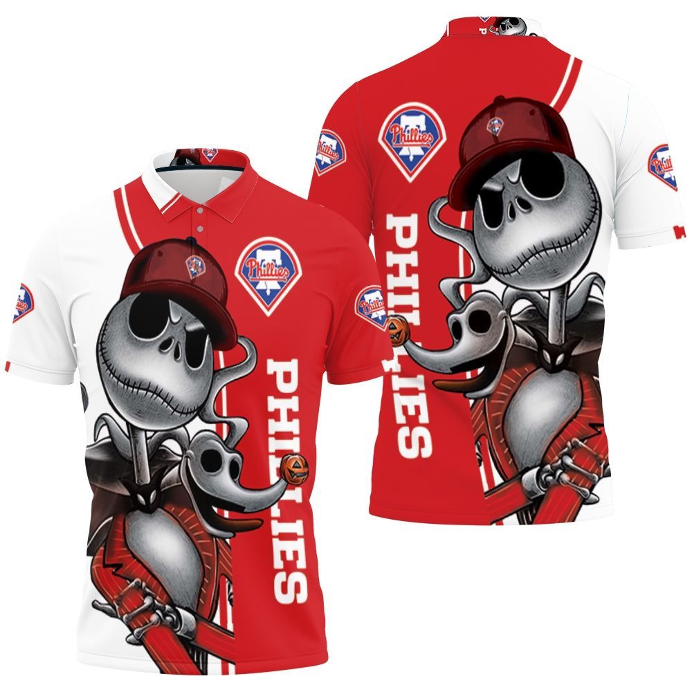 Philadelphia Phillies Jack Skellington And Zero 3D All Over Print Polo Shirt Philadelphia Phillies Jack Skellington And Zero 3D All Over Print Polo Shirt