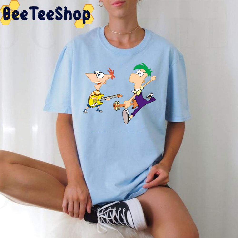 Phineas And Ferb Cool Playing Guitar Trending Unisex T-Shirt Phineas And Ferb Cool Playing Guitar Trending Unisex T-Shirt