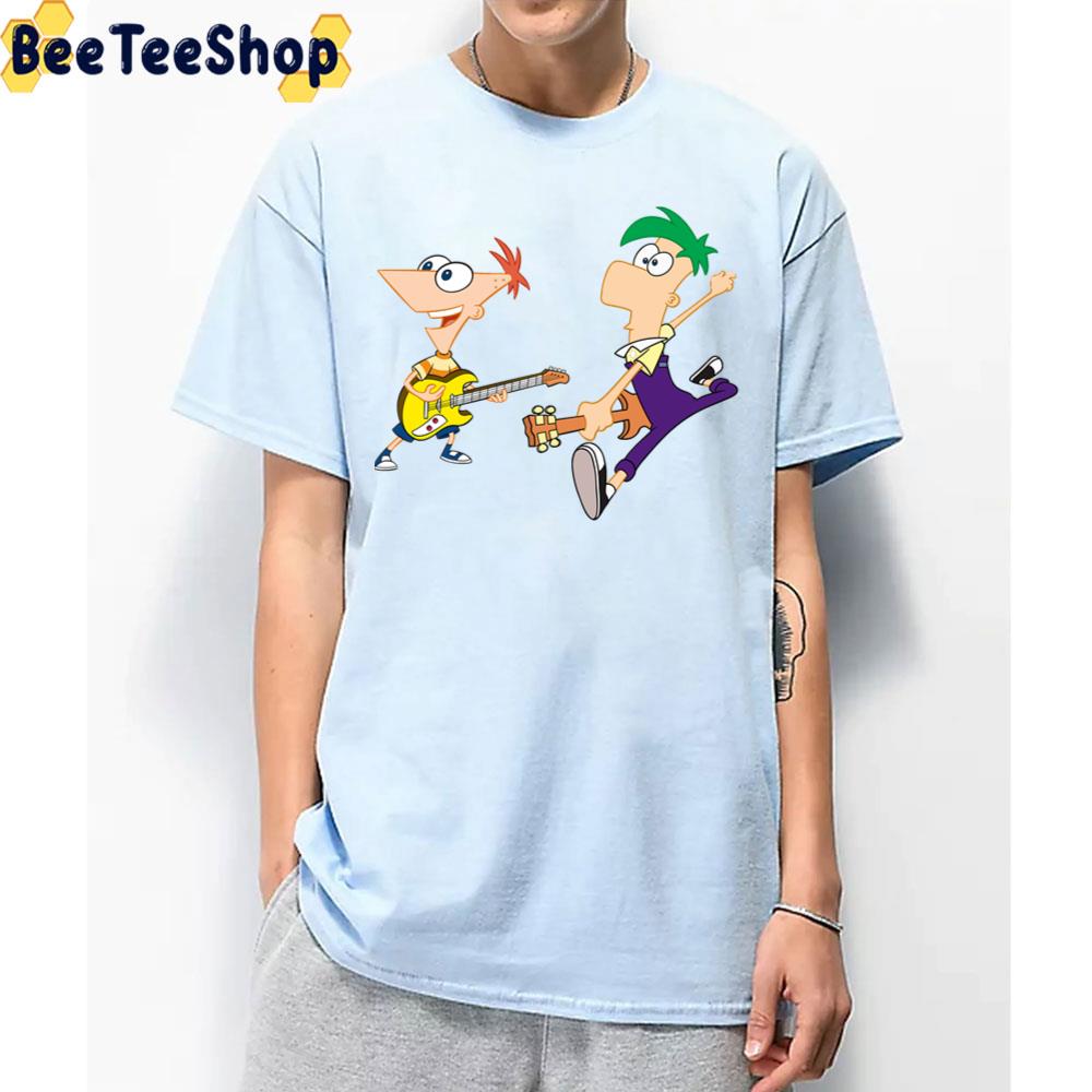 Phineas And Ferb Cool Playing Guitar Trending Unisex T-Shirt Phineas And Ferb Cool Playing Guitar Trending Unisex T-Shirt